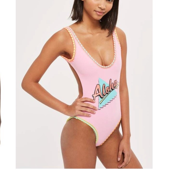 Topshop Other - TOPSHOP NEON PINK ALOHA ONE PIECE SWIMSUIT